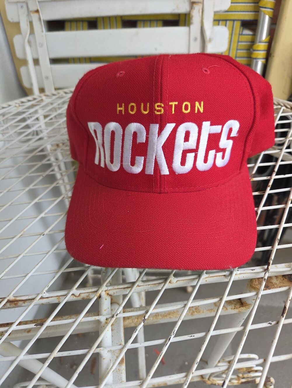 Vintage 90s Starter Houston Rockets Snapback Hat NBA Wool Cap Green Brim Red